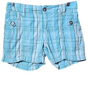 Blue Plaid Cotton Blend Shorts Size 4